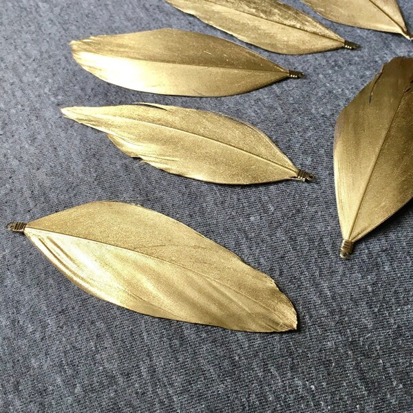 Gold Feather Charm Etsy
