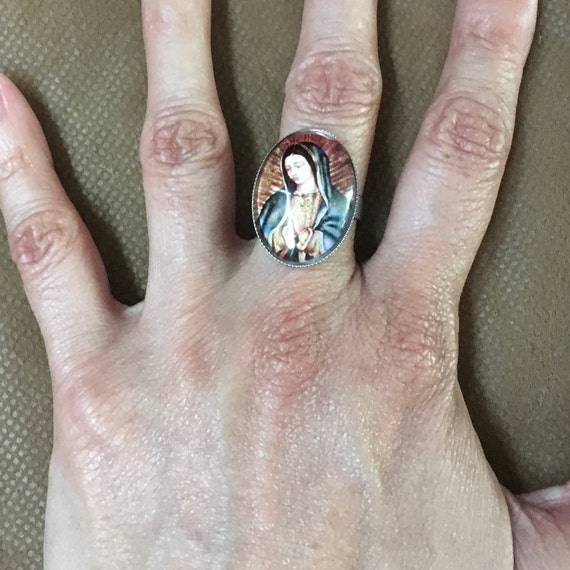New Beautiful Virgen de Guadalupe RING ,Mary lady,catholic,religious, Stainless Steel.