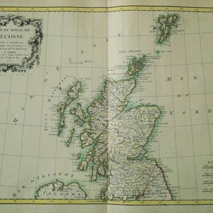 Carte du Royaume D'Ecosse (Scotland, England, Ireland) by Rigobert Bonne c. 1776