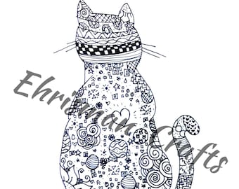Short Hair Cat Zentangle Coloring Page