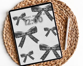 Sfondo per iPad con fiocchi stampati con mucca testurizzata / Sfondo per tablet / Western / Schermata di blocco della schermata iniziale minimalista / Download immediato