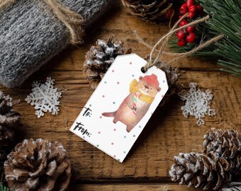 Printable Christmas Gift Tags | Woodland Animals, Rustic (Digital Download)