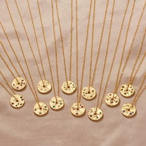 Emerald birthstone pendant in 18 carat gold plated sterling silver, May birthday coin necklace, Real emerald spinner disc, 40th birthday her image 7