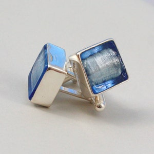 Murano Glass Cufflinks Father's Day Gift Gift for Dad Best Man Gift Wedding Cufflinks Pale Blue Cufflinks image 1