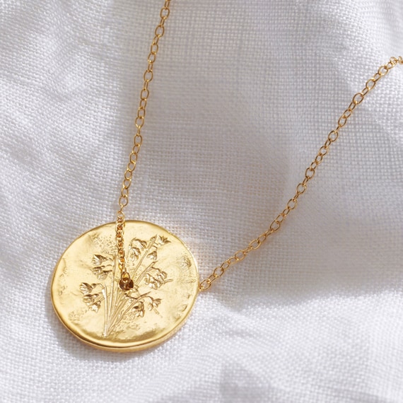 1月の誕生花ネックレス（18金ゴールドヴェルメイユ）、スノードロップ 