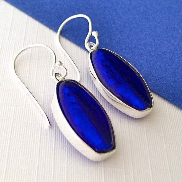 Blue Earrings Cobalt Blue Jewellery Deep Blue Drop Earrings necklace 60th Birthday earrings 60th gift 60th gift ideas Birthday gifts for her