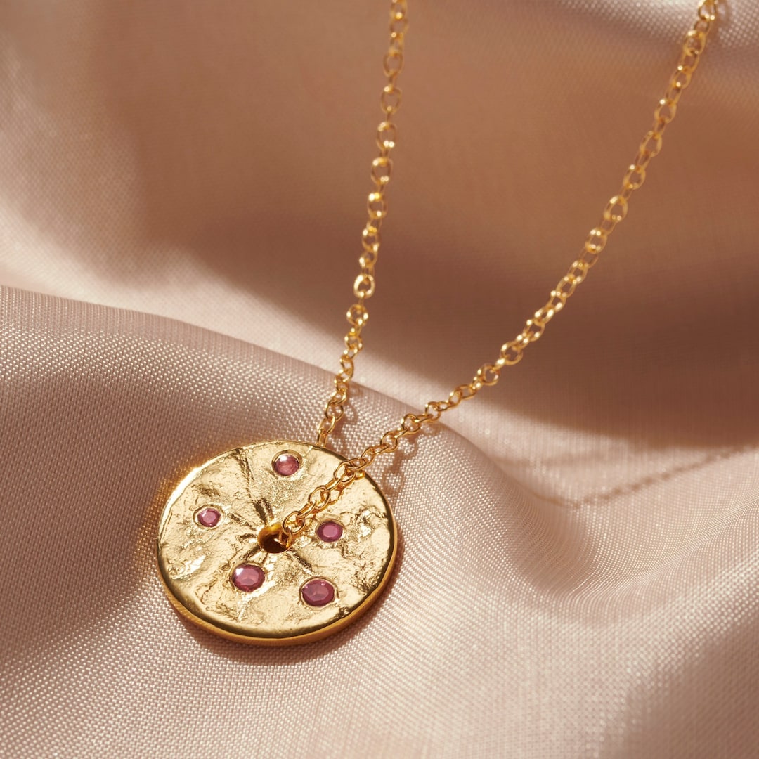 Pink Tourmaline Spinner Pendant Necklace: 18k Gold Vermeil