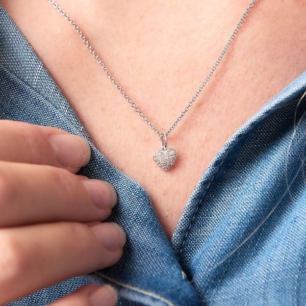 Real diamond necklace for her - customised diamond necklace - tiny diamond necklace - heart shaped genuine small diamond pendant