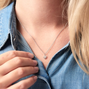 Colar de coração de diamante Colar com pingente de diamante real Ideia de presente de aniversário de 30 anos Colar de camadas de diamante Colar de diamante personalizado
