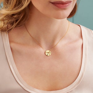 Emerald birthstone pendant in 18 carat gold plated sterling silver, May birthday coin necklace, Real emerald spinner disc, 40th birthday her image 4