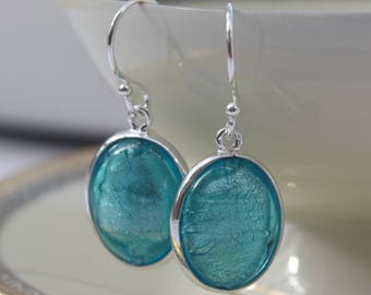 Blue Earrings, Gift for Her, Murano Glass Earrings, Turquoise Jewelry, Something Blue, Blue Wedding, best friend gift, 40th birthday gift