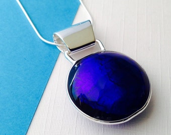 Circle Pendant Necklace, Cobalt Blue, Blue Glass Necklace, Murano Glass, Circle Necklace, Venetian Glass Pendant, Italian Glass, Venice