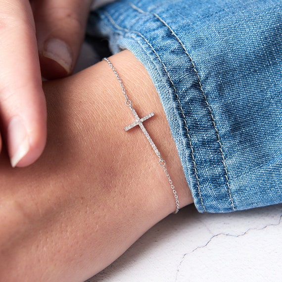 Diamond cross bracelet sale