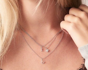 Diamond Letter Necklace Tiny Diamond 