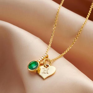Collar con piedra natal de mayo con esmeralda real y diamantes blancos en oro vermeil, regalo de aniversario de bodas de esmeralda para esposa, regalo de cumpleaños número 40