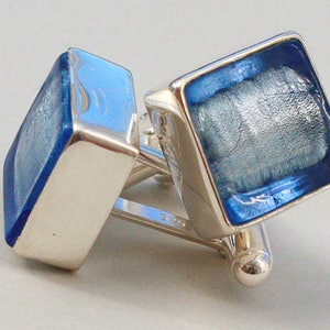Murano Glass Cufflinks Father's Day Gift Gift for Dad Best Man Gift Wedding Cufflinks Pale Blue Cufflinks image 2