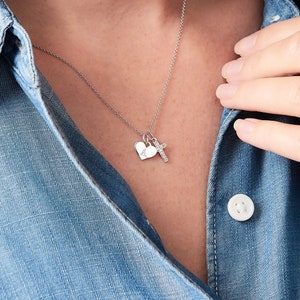 Personalised real diamond cross necklace, Confirmation gift, Christening gift for goddaughter, Christian cross pendant, Catholic gift
