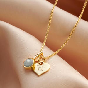 Collar de aguamarina con diamantes en oro vermeil, regalo de cumpleaños de marzo, regalo de cumpleaños número 21 para ella, collar de piedra azul, piedra de nacimiento de marzo