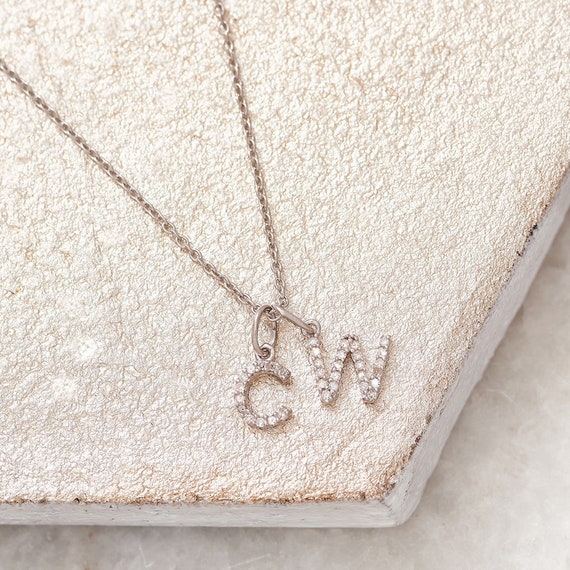 2 Letter Gold and Diamond Initial Necklace