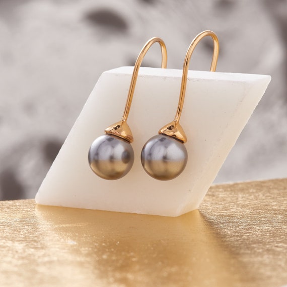 Black Grey Pearl Earrings with Moonstone Keishi Pearl and Black Sparkl–  Doolittle