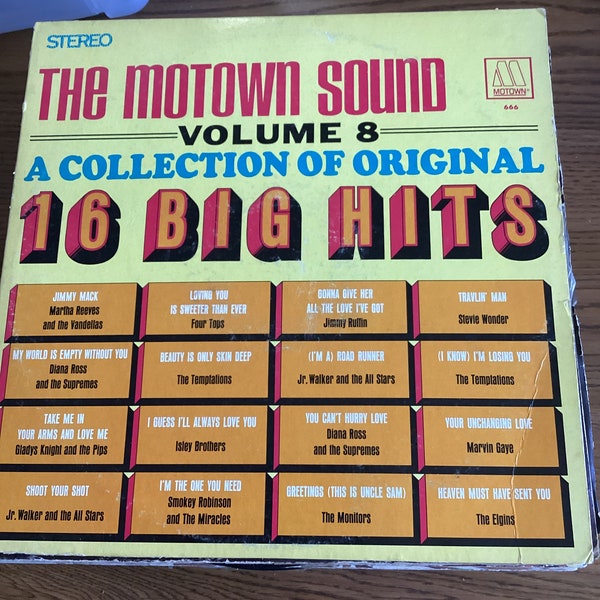 The Motown Sound, Vol. 8 LP - 16 Big Hits - Stevie Wonder, others - Free Shipping