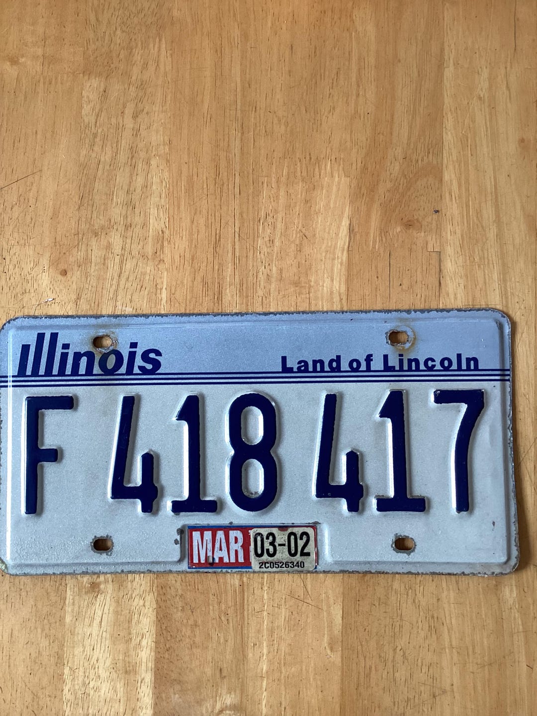Illinois License Plate - F418417 - Raised Numbers/letters, Blue Bottom ...