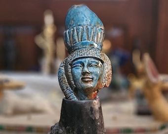 Ancient Egyptian Queen Meritaten Bust from Flame Stone , Museum Art Sculpture