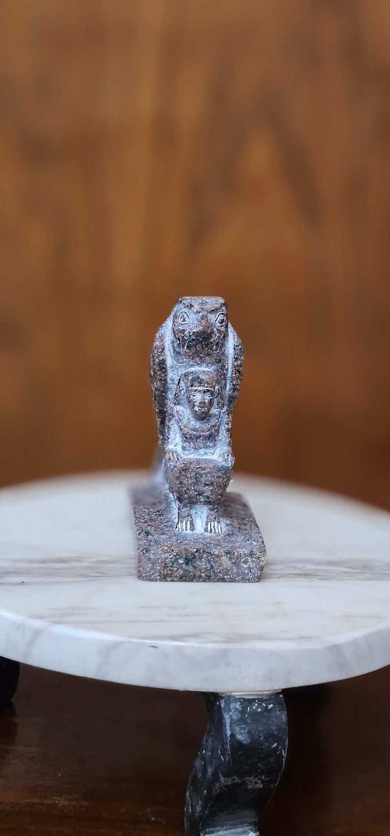 Egyptian Horus God Protecting King Ramses Statue from Granite Stone image 2