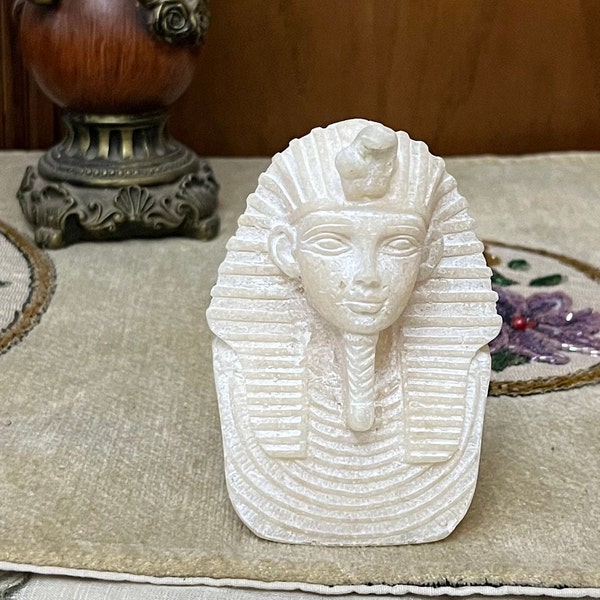 Egyptian King Tutankhamun Statue from Alabaster Stone , Unique Statuette