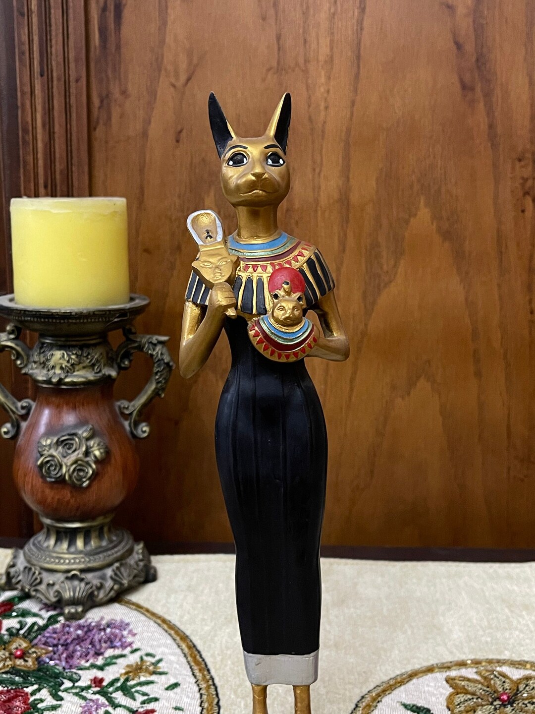 Egyptian Cat Goddess Bastet Standing With Sistrum Unique Etsy