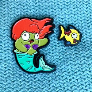 Little Zombie Mermaid Enamel Pin Set image 1