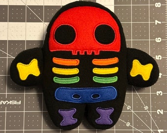 Rainbow Skeleton ZOM - Decorative Plush Pillow Zombie Toy for Halloween or Any Spooky Time