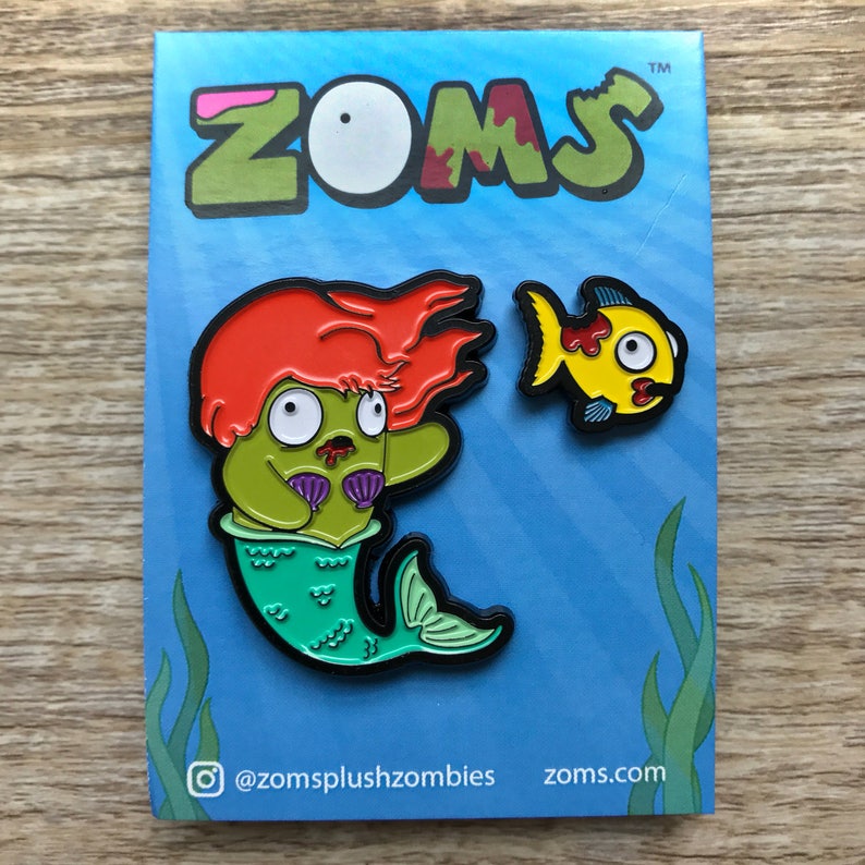 Little Zombie Mermaid Enamel Pin Set image 2