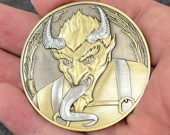 St. Nick Vs Krampus Christmas Challenge Coin | Decision Coin