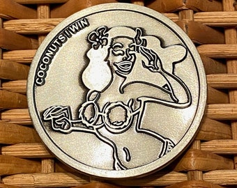 Tiki Hula Dancer EDC Worry Challenge Coin