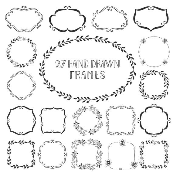 Download Hand drawn frames and wreaths. Monogram borders. Png Eps ...