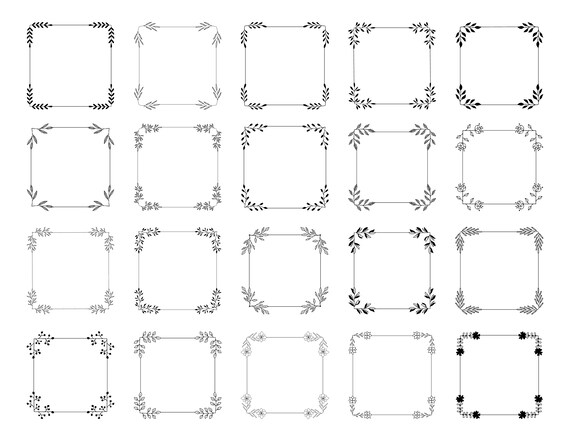 Download Hand Drawn Svg Frames Floral Square Frames Svg Dxf Png Etsy