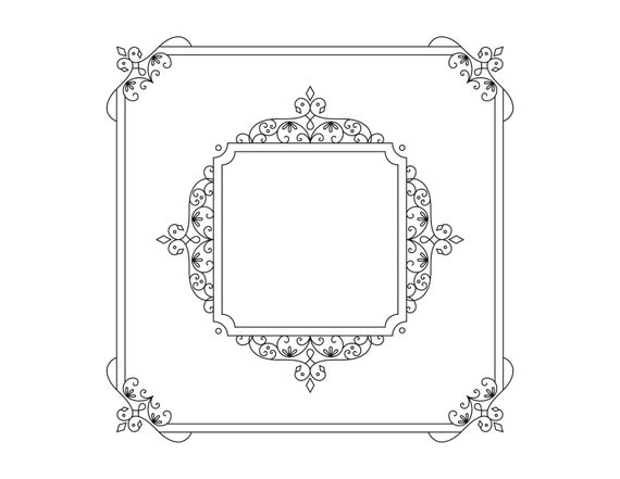 Download Vintage Square Frame Svg Retro Borders With Flourish Design Etsy