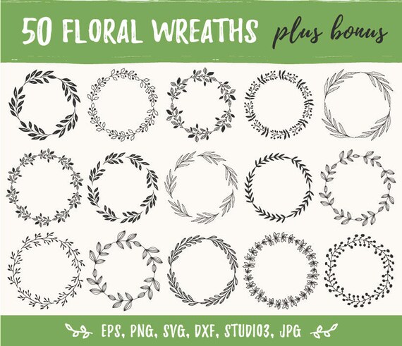 Download 50 Flourish Wreaths Svg Floral Monogram Frames Laurels And Etsy