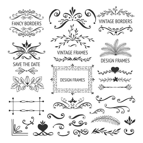 Download Vintage Svg Frames Flourish Ornate Vector Png Hand Drawn Etsy