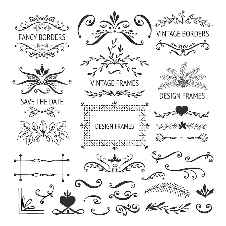 Download Vintage svg frames. Flourish ornate vector. Png hand drawn | Etsy