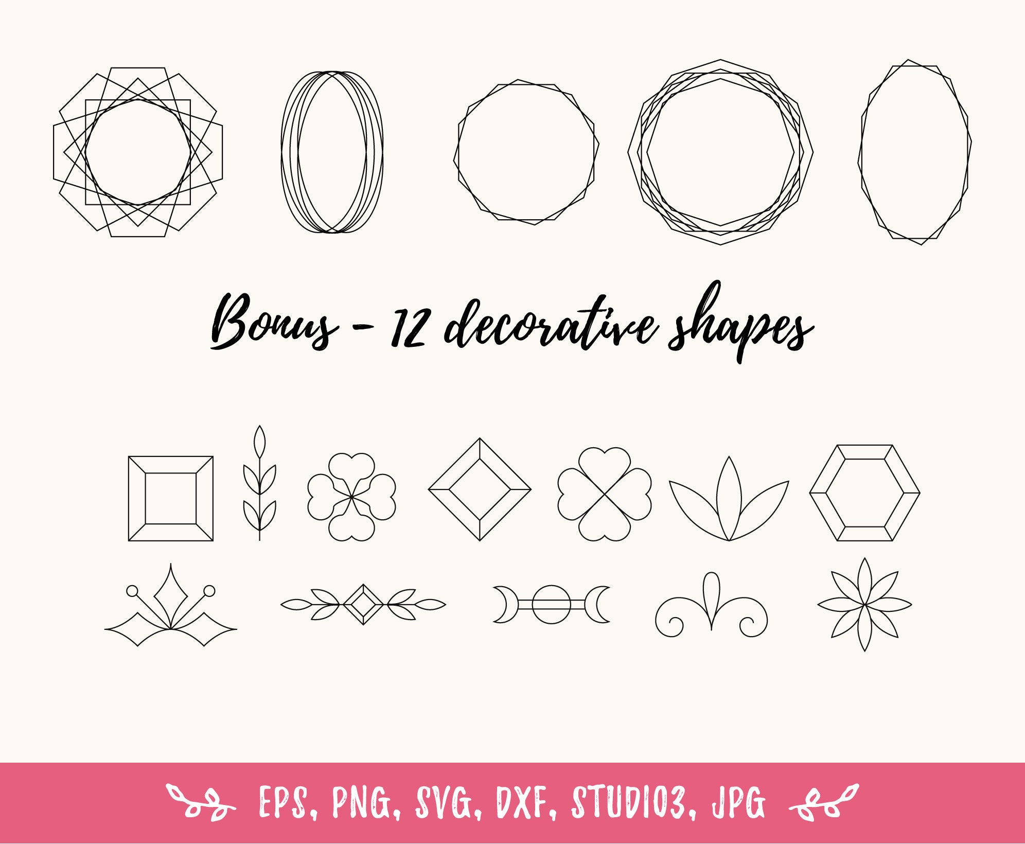 100 Geometric frames SVG PNG DXF Studio3. Doodle frame svg Etsy