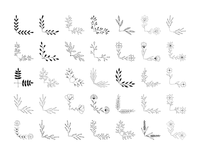 Download 35 floral corners svg. Ornate clip art. Vector Eps Png Dxf ...