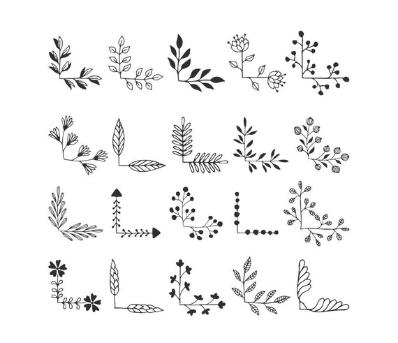 Download 20 Floral Corners Svg Ornate Clip Art Vector Eps Png Dxf Etsy
