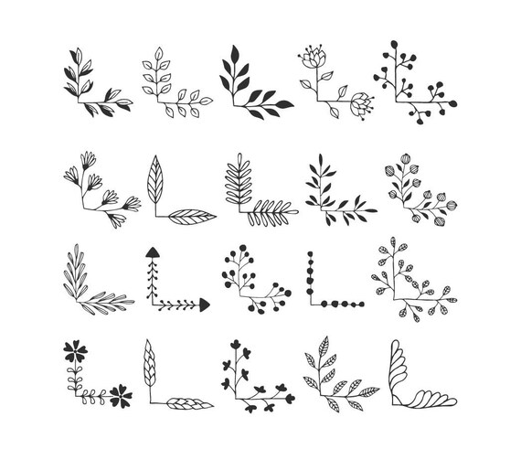 20 Floral Corners Svg Ornate Clip Art Vector Eps Png Dxf Etsy