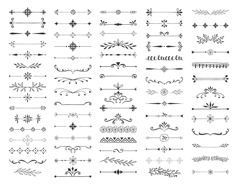 Download 75 Flourish divider lines. Text dividers svg. Hand drawn ...
