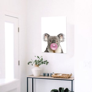 Bubble Gum Wall Art. Cute Animals Wall Art. Kids Birthday Gift. Koala Digital Poster. Cute Koala Chewing Bubble Gum Poster for Office.