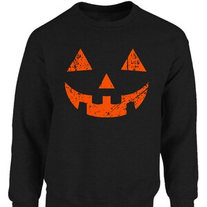 Halloween Pumpkin Spooky Jack-O-Lantern Sweatshirt, Pumpkin Face Sweater Men, Halloween Gift for Women