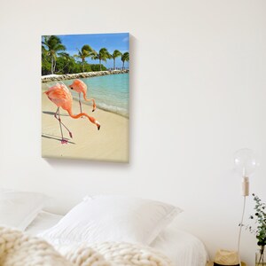 Flamingo Canvas Wall Art. Pink Flamingo Canvas Decor. Beach Decals. Flamingo Room Wall Decor. Ready to Hang Picture. Home Decor Ideas.