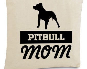 Pitbull Mom Canvas Tote Bag Pitbull Mom Bag Dog Mom Shopping Bag Funny Mother's Day Gifts for Women Pitbull Dog Mom Tote Bag Pitbull Mama